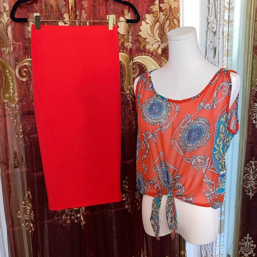 Bundle of 2 Top and Skirt Set